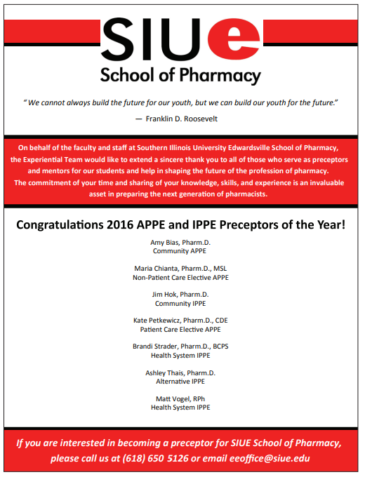 RXinsider SIUE School of Pharmacy's 2016 APPE & IPPE Preceptors...