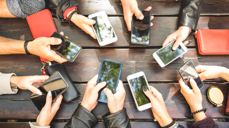 Group of People with Cell Phones