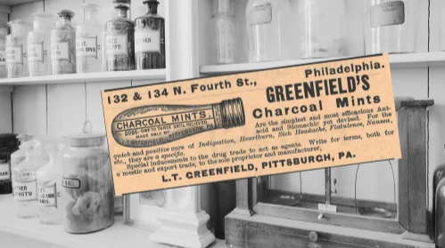L.T. Greenfield Charcoal Mints Vintage Ad