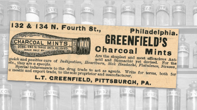 L.T. Greenfield Charcoal Mints Vintage Ad