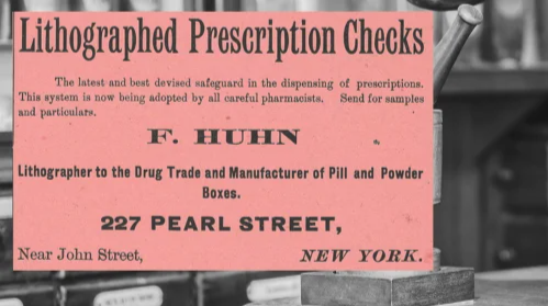 Lithographed Prescription Checks Vintage Ad