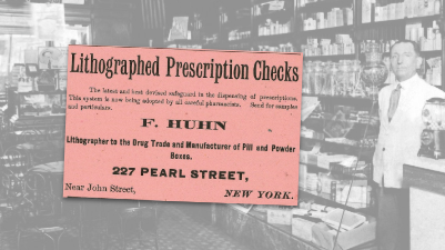 Lithographed Prescription Checks Vintage Ad