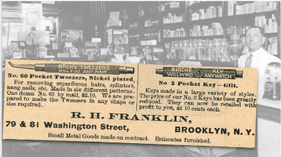 R.H. Franklin Tweezers and Pocket Key Vintage Ad