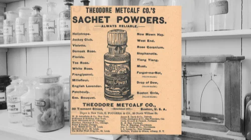 Vintage Theodore Metcalf Sachet Powder Ad